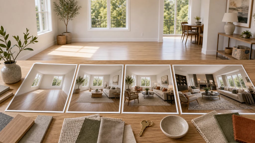 Affordable virtual staging before and after comparison