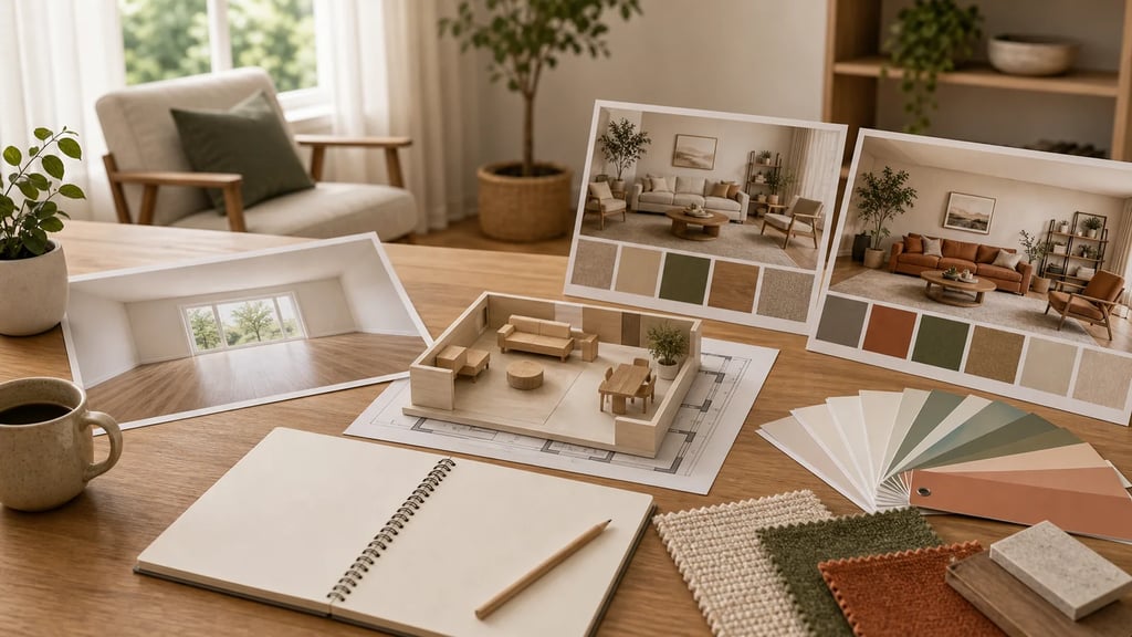 Beginner using AI home design software on a laptop for the first time