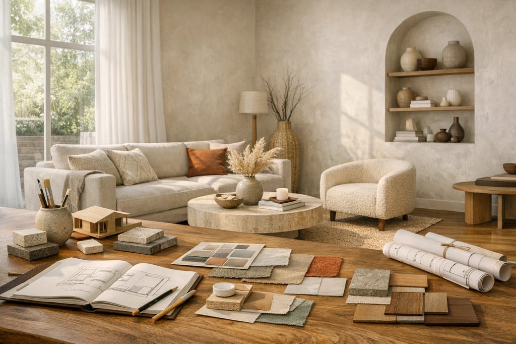 Free AI room design tool showing living room transformation