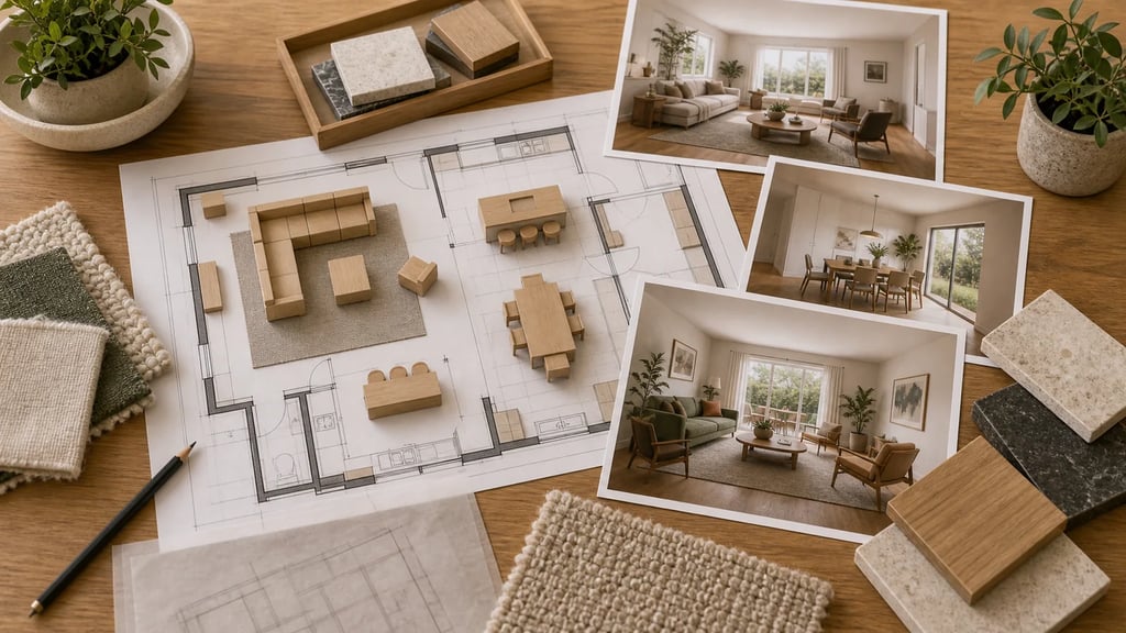 AI room layout design showing improved living room furniture arrangement