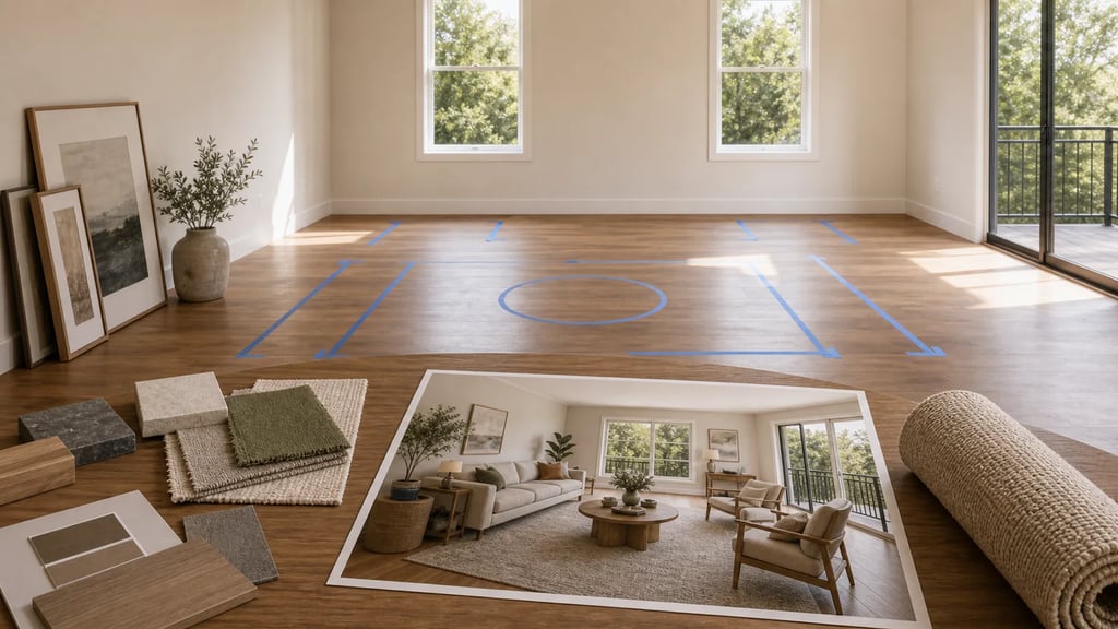 AI virtual staging tool transforming empty room to staged