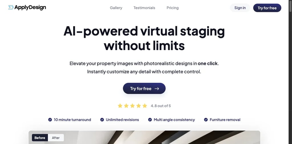 Apply Design landing page hero section