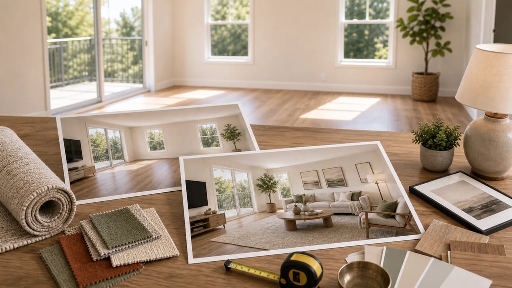 DIY virtual staging before and after process