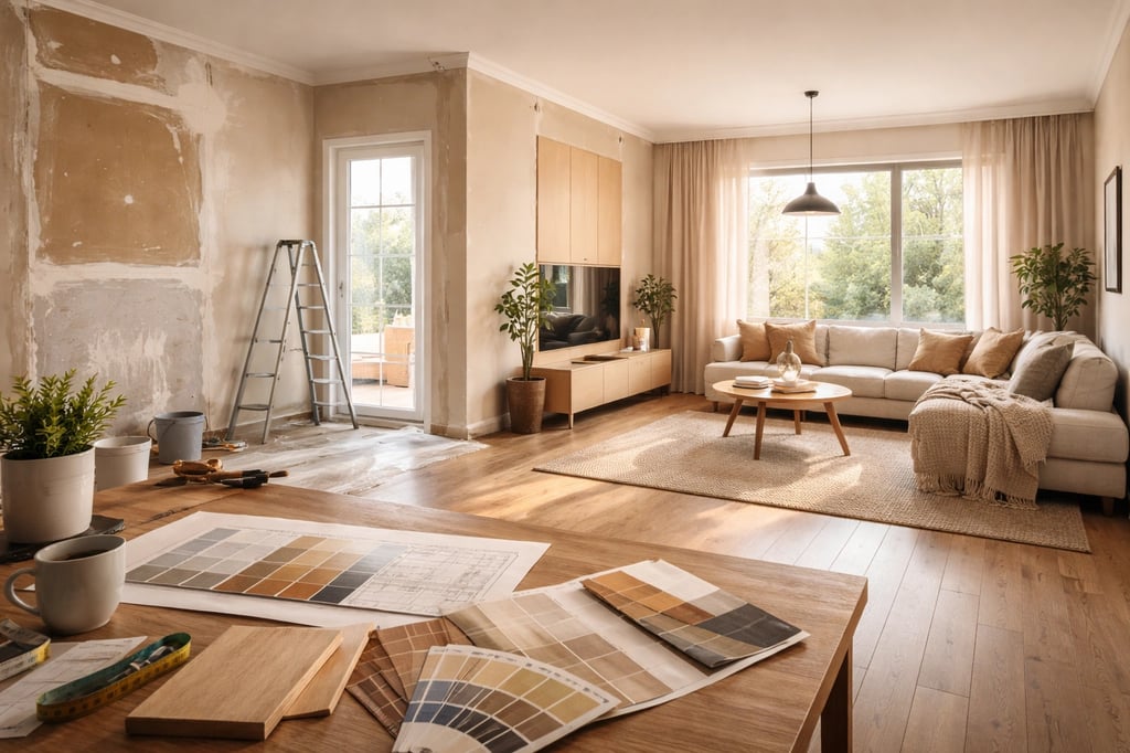 Home renovation AI before and after room concept