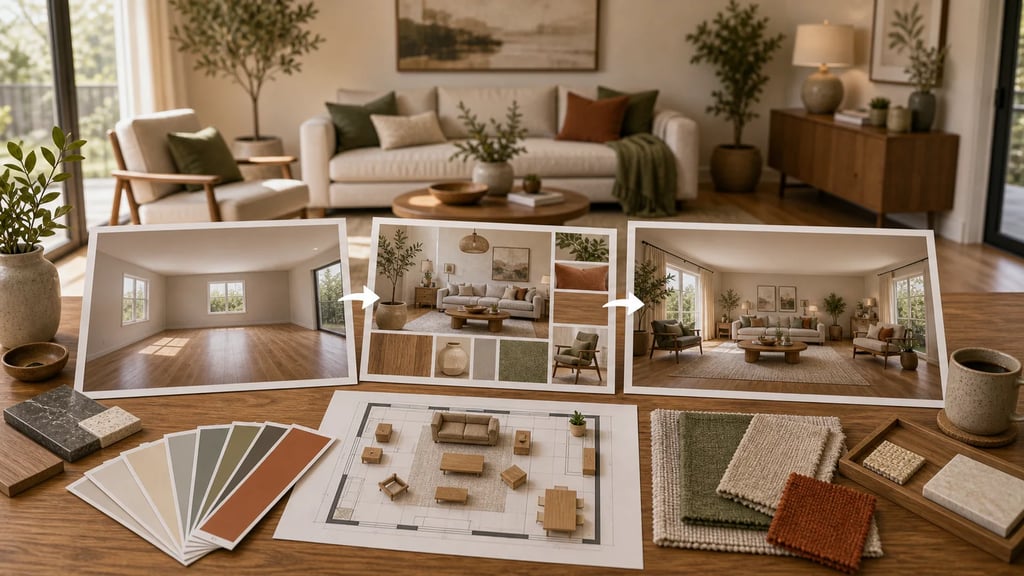 Design a room with AI before and after concept
