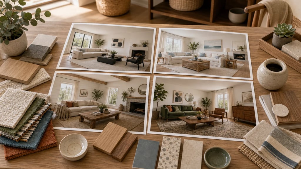 Interior design styles shown as AI room redesigns