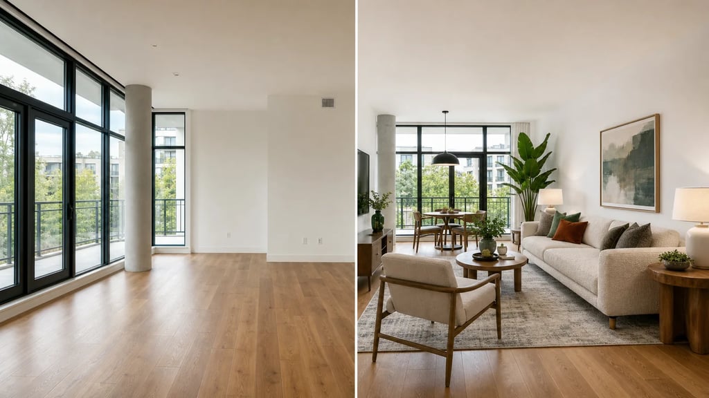 Virtuelles Home Staging Vorher-Nachher-Vergleich