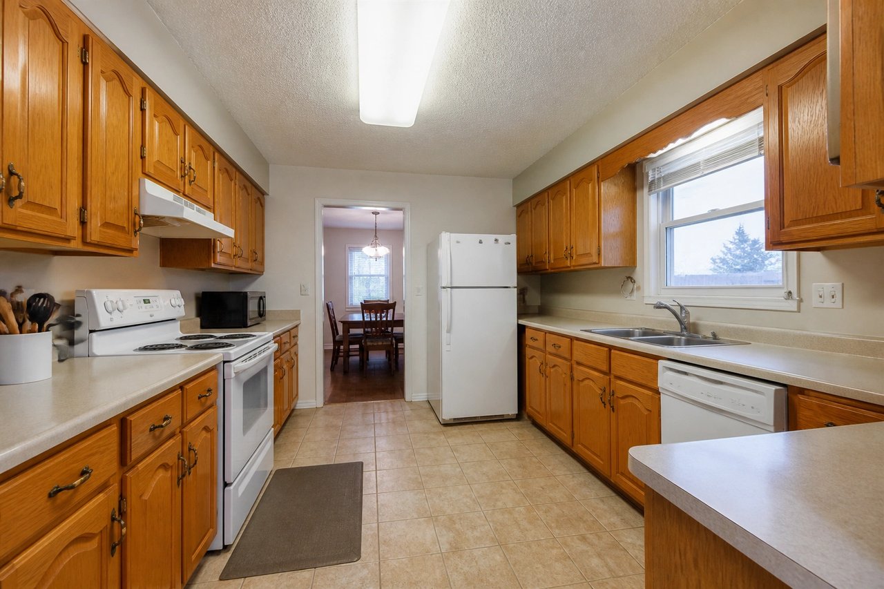 Dated oak kitchen before AI redesign