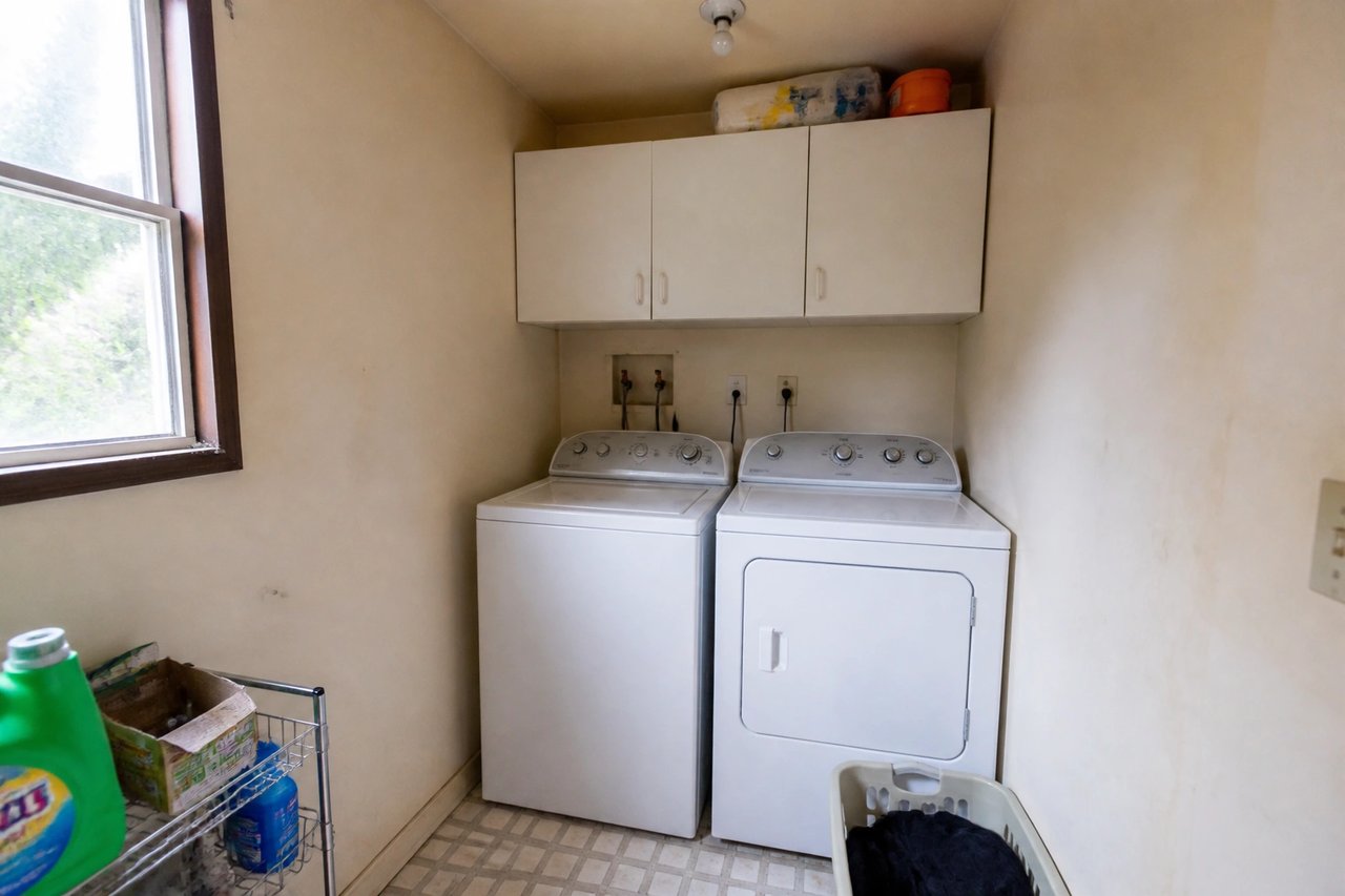 Plain laundry room before AI redesign