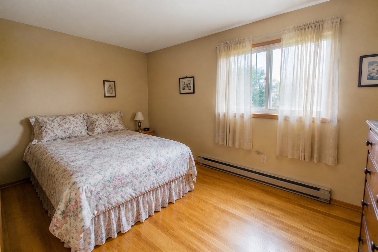 Plain beige bedroom before AI redesign