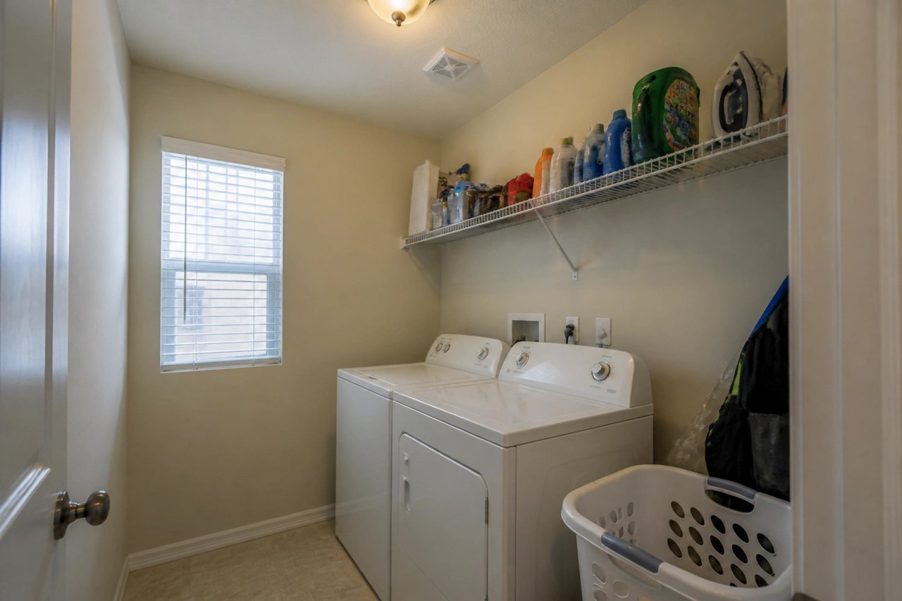 Plain laundry room before AI redesign